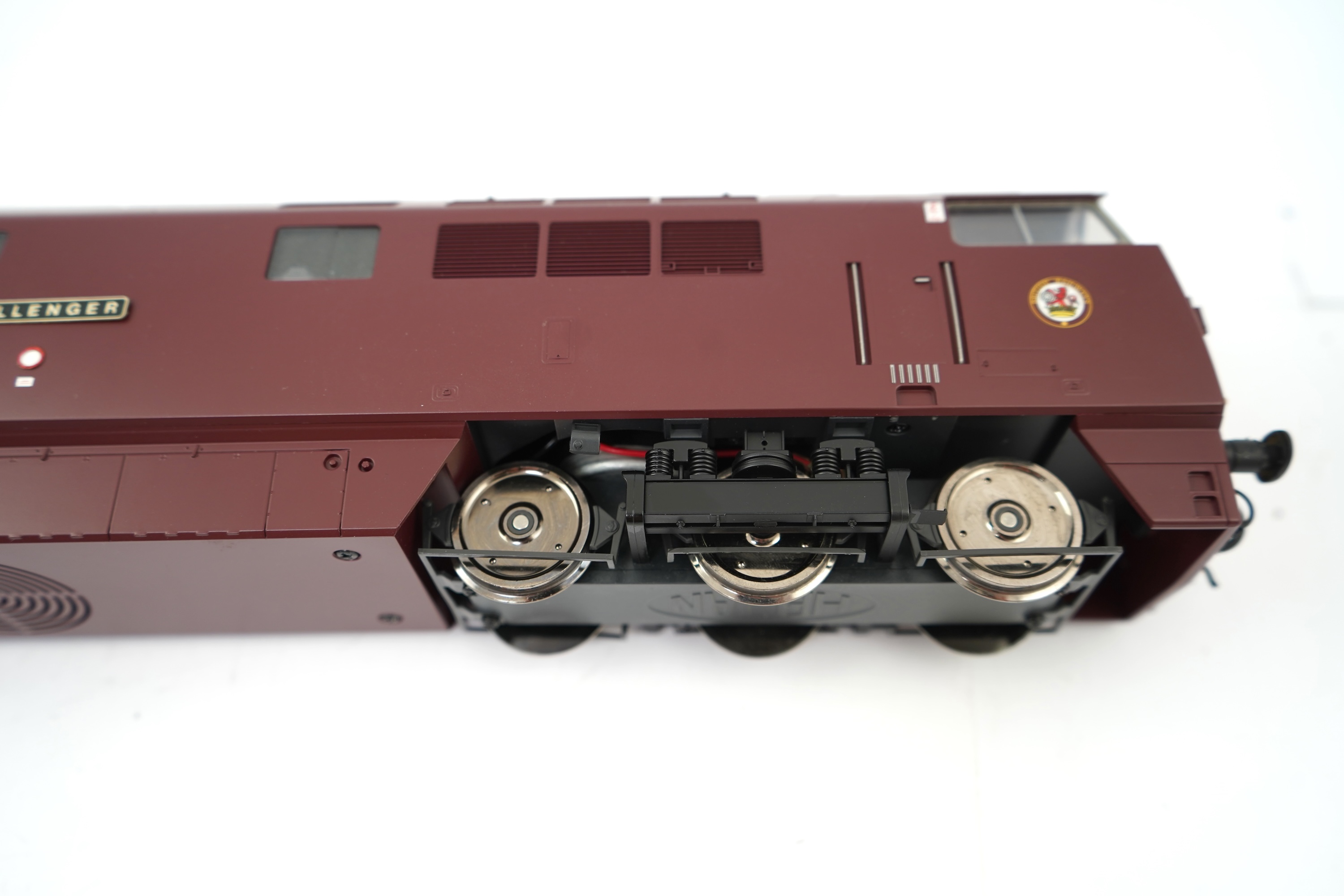 An 0 Gauge Heljan model Class 52 Western Challenger D1019 Co-Co diesel hydraulic locomotive, powered for two rail operation, with original box.
